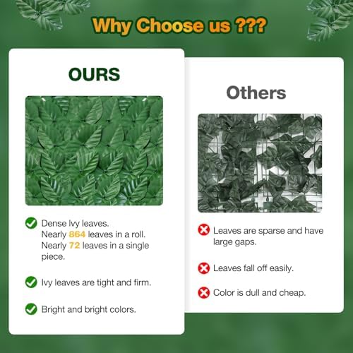 Artificial Ivy Privacy Fence Wall Screen, 79 x 118 in Garden Fake Hanging Plants Vines, Aesthetic Faux Greenery Garland Pothos Leaf with Strengthened Joint Prevent Leaves Falling Off for Outdoor Decor - Image 5