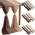 Remagr 12 Pcs Fall Cheesecloth Gauze Table Runners, Gradient Brown by Remagr