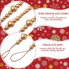 Giegxin 4 Pcs 32.8 ft 4th of July Wooden Bead Garland Patriotic Hanging Garland Farmhouse Beads Decor for Independence Day Mantel Table Party Wall Home Decorations (Gold) - Image 3