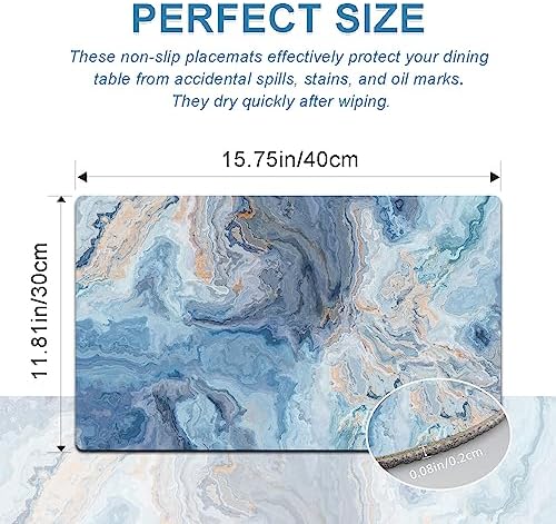 Marble Faux Leather Placemats Set of 4 - Heat Resistant Placemats for Dinner Table, Non-Slip Waterproof Oil-Proof Washable Reusable Placemat for Indoor Outdoor Kitchen Decor, 15.75In*11.81In - Image 3