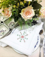 Embroidered Cloth Napkin Snowflake Christmas Cotton Napkins Set of 6, 20 x 20 Hemstitch Table Napkins Machine Washable, Daily & Holidays, Great Gift Ideas - Image 7