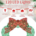 Baquler 36 Inch Lighted Christmas Wreath Outdoor Decoration - Image 3