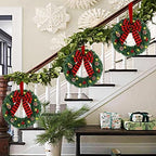 ATDAWN 3 Pack Mini Christmas Wreath, Lighted Christmas Front Door Wreath, Xmas Wreath for Holiday Christmas Party Decorations (Plaid Bow) - Image 6