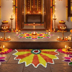 Duraaamo Diwali Rangoli Mat 26x19 Inch, Indian Lotus Rug - Image 4