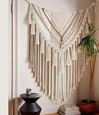 Jakalin Macrame Wall Hanging Brown Tan Panels Boho Yarn Wall Art 47" Wx55 L - Image 2
