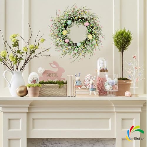 20" Easter Wreath – Pink, Green Yellow Berry & Egg Wreaths for Front Door, Spring Easter Wreath Door Decor Outdoor Indoor - Image 4