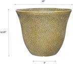 Classic Home and Garden Honeysuckle Resin Flower Pot Planter, Fossil Stone, 15" (Pack of 2) - Image 4