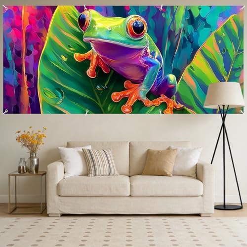 6x13 FT Colorful Red-Eyed Tree Frog Garage Door Banner - Tropical Jungle Art Backdrop, Large Indoor Outdoor Garage Door Cover, Nature Theme Decoration for Home,Yard, Kids Room - Image 6