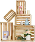 5 Pcs Wooden Crates for Display, Nesting Wood Crate for Storage, 5 Size by BOYMCOWBOYHOMEDECOR