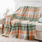 BATTILO Mohair Plaid Throw Blanket for Couch, Green Orange, 50 x 60 Inch by BATTILOHOME
