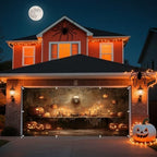Halloween Garage Door Banner 7x16ft Spooky Skull Wall Covered With Cobwebs Halloween Garage Door Cover Decorations for 2 Car Large Hallows' Eve Banners Backdrop for Outdoor Party - Image 4