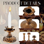 Suclain 6 Pcs Vintage Taper Candlestick Holders Resin, Column, Bronze - Image 3