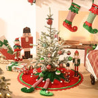 Valery Madelyn 48" Red Green Elf Christmas Tree Skirt for Tree Decorations - Image 3