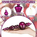 Mifoci 8 Pcs 6 Inch Mercury Glass Finial Christmas Ornaments,Dark Purple - Image 4