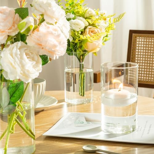 12pcs Glass Cylinder Vases for Centerpieces - 6 Inch Tall Flower Vase for Wedding Decorations, Clear Glass Flower Vases Floating Candle Holder for Table Centerpiece Wedding Home Décor - Image 5