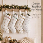 CARAKNOTS Personalized Christmas Stockings with Names 5 Pack White Faux Fur - Image 3