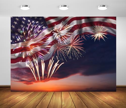 BELECO 10x6.5ft Fabric American Flag Backdrop 4th of July Independence Day Fireworks Photography Background National Flag Day Memorial Day Veterans Day Patriotic Party Decorations Photo Studio Props - Image 2