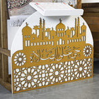 Elegant Wooden Quran Stand & Prayer Mat Holder – Islamic Home Décor, Prayer Rug Organizer, Ramadan & Eid Gift, Decorative Wooden Islamic Accessories, Quran Display Holder for Mosque & Home White-Gold - Image 3