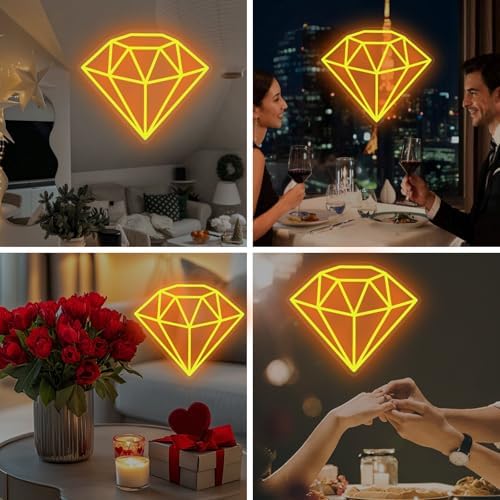 Gold Diamond Neon Sign for Bedroom Wedding Bar Luxury Glamorous Wall Decor - Image 6