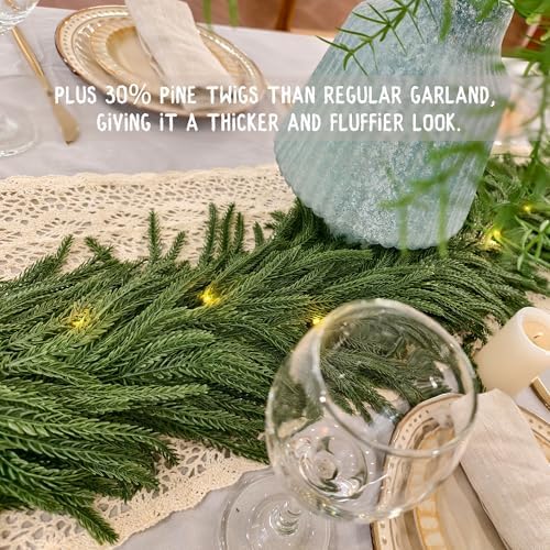 9ft Christmas Garland with Lights, Norfolk Pine Garland, Realistic - Image 5
