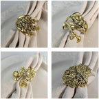Bakayoyo Elegant Vintage Gold Herb Napkin Rings Set of 12 - Glossy Leaf Napkin Holders, Metal Table Adornment for Christmas, Thanksgiving, Weddings & Holiday Parties - Image 4