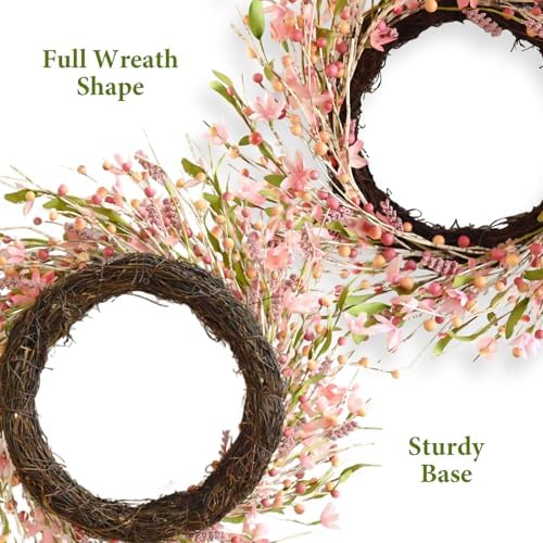 22 Inch Fall Wreath for Front Door Artificial Grapevine Wreath - Image 3