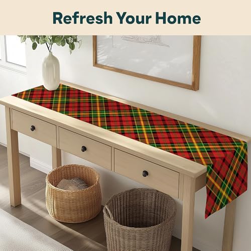 Christmas Table Runners | Red Plaid Table Runner | Winter Decorations for Home | Festive Holiday Table Decor | Kitchen Dining Table Runner | Made in The USA | 14" x 72" Long - Image 4