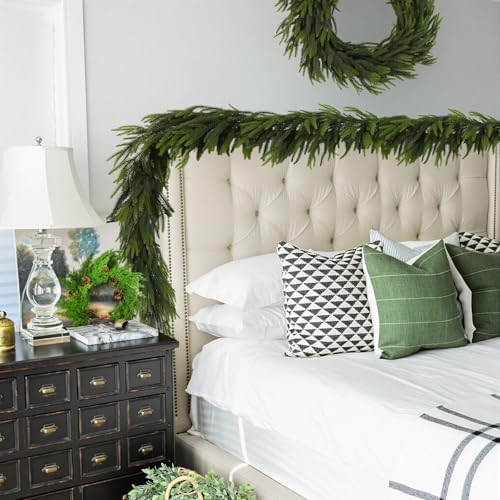 N&T NIETING 9FT Christmas Norfolk Pine Garland, Real Touch Pine Garlands Faux Greenery Garland Winter Christmas Garland for Table Mantle Holiday Indoor Outdoor Xmas Decorations (4 Pcs) - Image 6