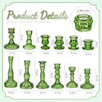 Mumufy 12 Pcs Green Glass Candle Holders Classic Style, Ribbed Taper 0.8" - Image 3