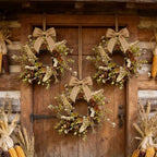 6 Pcs Small Fall Hanging Wreaths with Artificial Autumn Eucalyptus Greenery White Buds Beige Spikes Mini Cabinet Wreath for Home Table Centerpieces Kitchen Farmhouse Thanksgiving Party Decor - Image 6