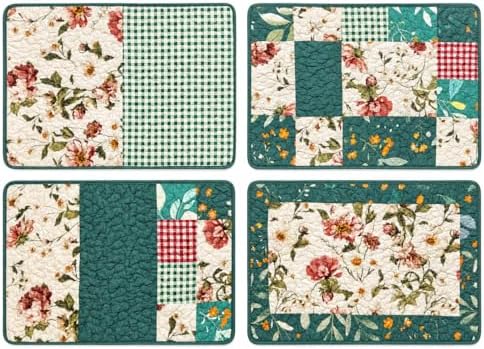 4-Piece Cottage Bloom Quilted Patchwork Placemats by ArtPineconeHome