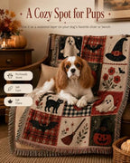 Halloween Tapestry Throw Blanket, Vintage Patchwork Woven Fringe Wall Decor (1set-130 * 160cm(51 * 63in)) - Image 5
