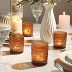 24 Pack Votive Candle Holders, Amber Vintage Tea Light Candle for Christmas - Image 3