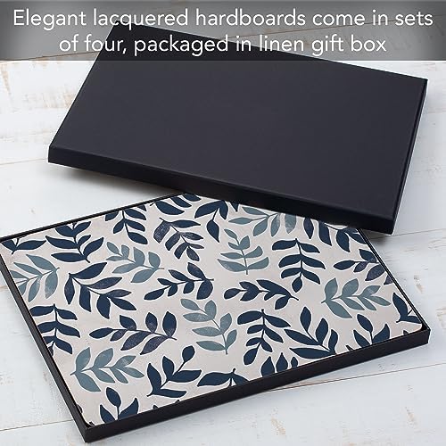 CounterArt Blue Leaf Floral Boxed Set of 4 Premium Hardboard Placemats - Image 7