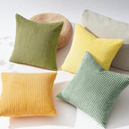 Topfinel 24x24 Decorative Large Throw Pillows Covers Set of 4,Yellow Green Mix Design Corduroy Bed Cushion Case,Couch Sofa Living Room Euro Shams No Insert,Summer Home Decor - Image 4