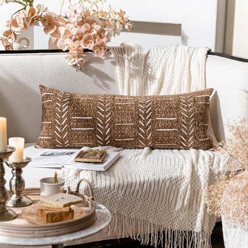 BlissBlush Boho Lumbar Throw Pillow Cover 14X36, Brown Decorative Long Accent Body Lumbar Pillow for Bed, Farmhouse Woven Textured Lumbar Pillowcase for Couch (Cover ONLY) - Image 7