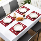 MOSAYT Vinyl Faux Leather Placemats, Set of 8, Red - Image 2