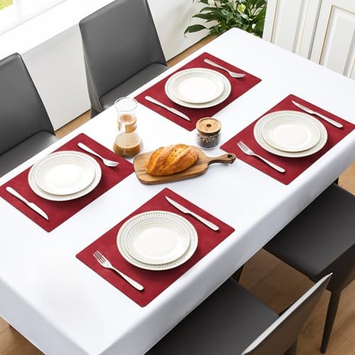 MOSAYT Vinyl Faux Leather Placemats, Set of 8, Red - Image 2