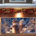 ANNA QUEEN Winter Garage Door Banner 6×13 FT, Smiling Snowman Couple with Lanterns, Cute Winter Outdoor Garage Decoration for Parties Home Decor by ANNAQUEEN