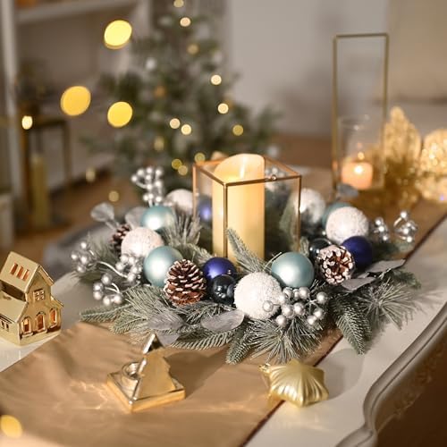 Valery Madelyn 20" Pre-Lit Christmas Wreath for Front Door with Lights - Image 3