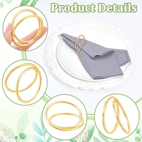Peacoblue 40Pcs Gold Spiral Napkin Rings Holders with 1Pcs Box, Modern Stainless Steel Napkin Ring Holders for Table Decor Settings, Vintage Napkin Ring for Wedding Christmas Thanksgiving Day Party - Image 5