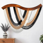 Mindsoft Minimalist Neutral Macrame Wall Hanging Dip Dyed Yarn Wall Art by Mindsoft