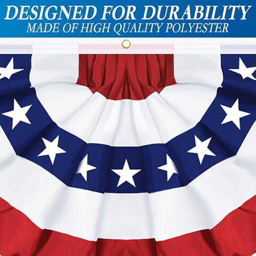 4 Pack 3x6 FT American Bunting Flag, USA Pleated Fan Flag Patriotic Half Fan Banner 4th of July Decorations Outdoor Memorial Day Decor Fourth July Independence Day Outside Red White and Blue Decor - Image 3