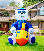 Jumbo 11' ft Hanukkah Inflatable Yard Decoration Lighted Chanukah Themed Bear Blowup Indoor and Outdoor Holiday Decorations LED Glowing with Air Blower, Tie-Down Stakes Chanukah Décor By Zion Judaica - Image 6