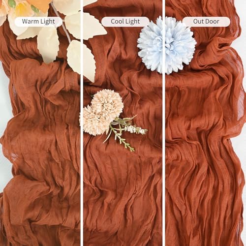 16 Pack Terracotta Table Runner 10FT Cheesecloth Table Runner Boho Gauze Table Runners Long Rustic Sheer Fabric Table Runners for Wedding Party Bridal Shower Farmhouse & Home Decor - Image 4