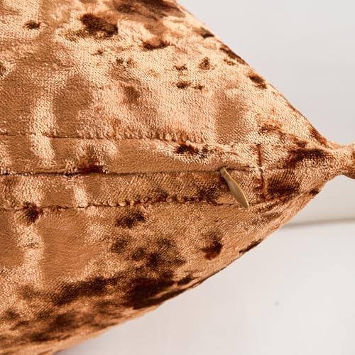 Premium Series, Crushed Velvet Throw Pillow Covers, Luxury Thick Cushion Cases for Home Decor, Burnt Orange, 12x20 Inch, Covers Only - Image 3