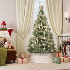 ELYKEN 33 Inch Woven Rattan Christmas Tree Collar, Stylish Seagrass & Water Hyacinth Xmas Tree Skirt for Artificial Trees, Wicker Tree Base Cover with Cord Cut-Out Farmhouse Tree Ring for Home Decor - Image 2