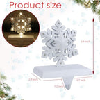 2 pcs Lighted Snowflake Christmas Stocking Holders for Mantel - LED Snowflake Stocking Holder Set - Christmas Stocking Hangers for Mantel - Metal Fireplace Hooks for Christmas Decorations - Image 2