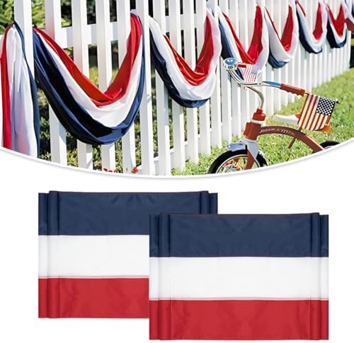 2 Pack American Flag Bunting Banner 2x20 Ft Patriotic Decorations – Red White Blue Stripe USA Banner for 4th of July Outdoor Porch Fence Garden Memorial Day Veterans Day Decor by LinaGarten
