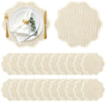 24 Pcs 13" Scalloped Woven Paper Beige Placemat, Wavy Border Design by Gandeer